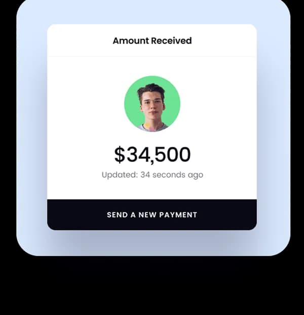 Amount received notification showing $34,500